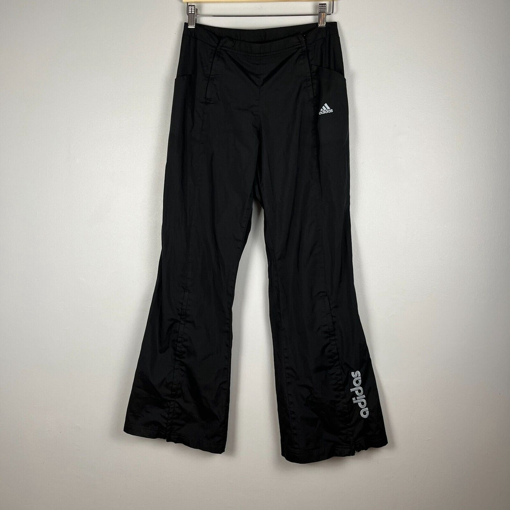 Y2K Adidas rain women pants nylon lined lightweight double zip front size S